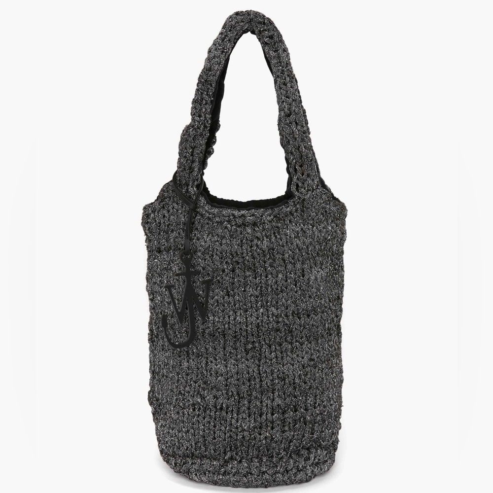 JW Anderson Knitted Shopper Tote Bag, Silver. NWT.